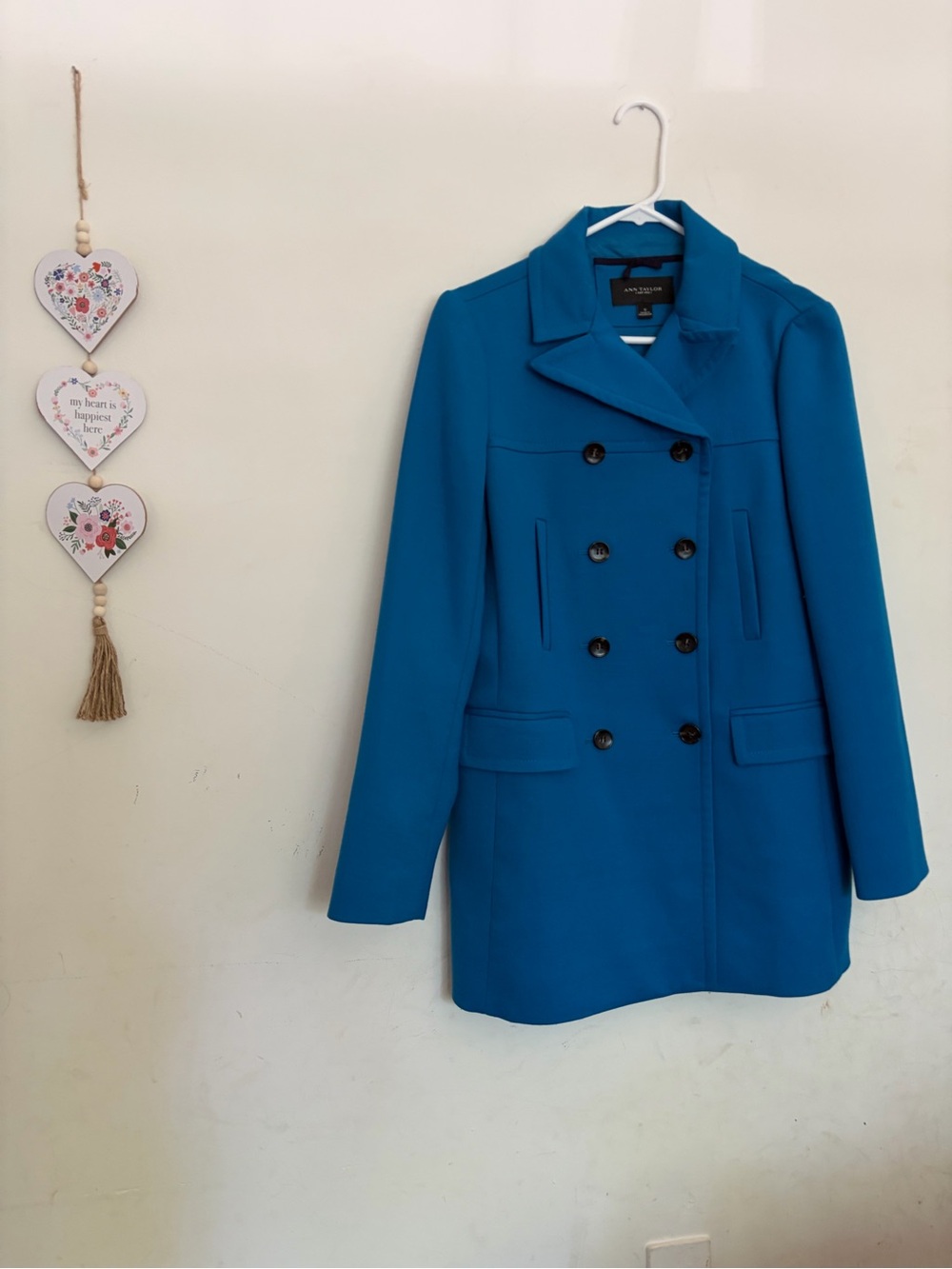 Ann Taylor Blue Peacoat Wool Blend Women's Coat Double Breasted